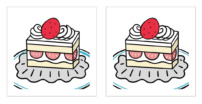 まちがい探し　苺ショートケーキの中に３つの間違いがあるよ
