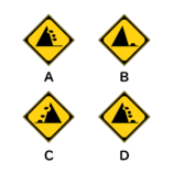 正しい「落石のおそれありの標識」はどれ？ 問題