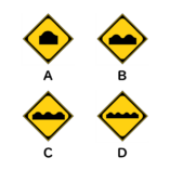 正しい「路面に凹凸ありの標識」はどれ？ 問題