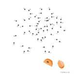 パズル　漢字の点つなぎパズル　点をつなぐと秋の味覚　柿の文字がでてきます。問題の画像