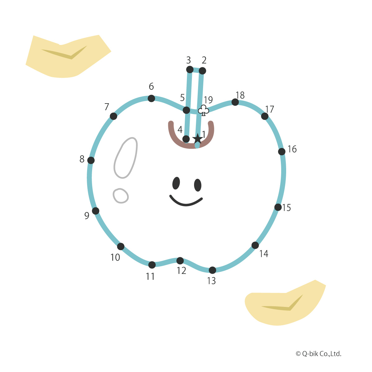 パズル 点つなぎパズル 点をつなぐと真っ赤なおいしいフルーツが出てくる! パズル 答え画像 りんご