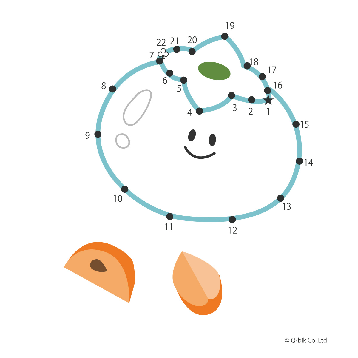 パズル 点つなぎパズル 点をつなぐと秋の味覚 おいしいオレンジのフルーツが出てくる! パズル 答え画像 柿
