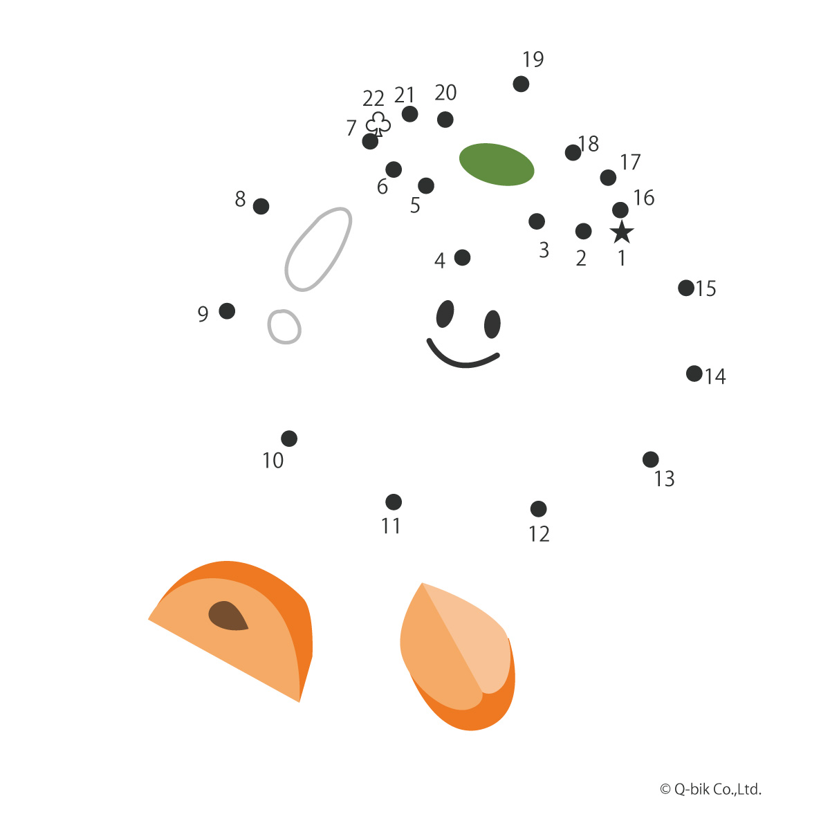 パズル 点つなぎパズル 点をつなぐと秋の味覚 おいしいオレンジのフルーツが出てくる! パズル 問題画像 柿