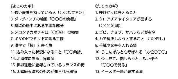 世界遺産 クロスワード カギ